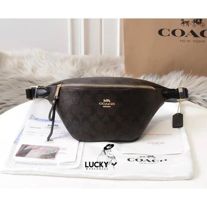 Jual Coach Signature Belt Waist Bag Brown Black Original 100 Promo