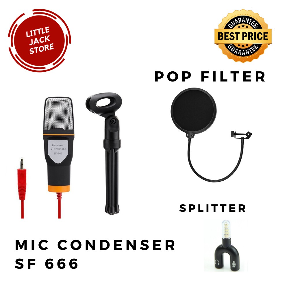 Jual Paket Mic Condenser MIC SF666 untuk Smule/BIGO/Starmaker Shopee