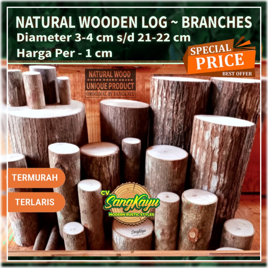 Jual Small Wood log branch potongan kayu diameter 45 cm craft Shopee