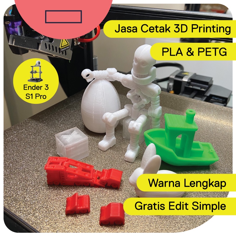 Jual Jasa 3D Print Custom Cetak 3 Dimensi Bahan PLA+ dan PETG