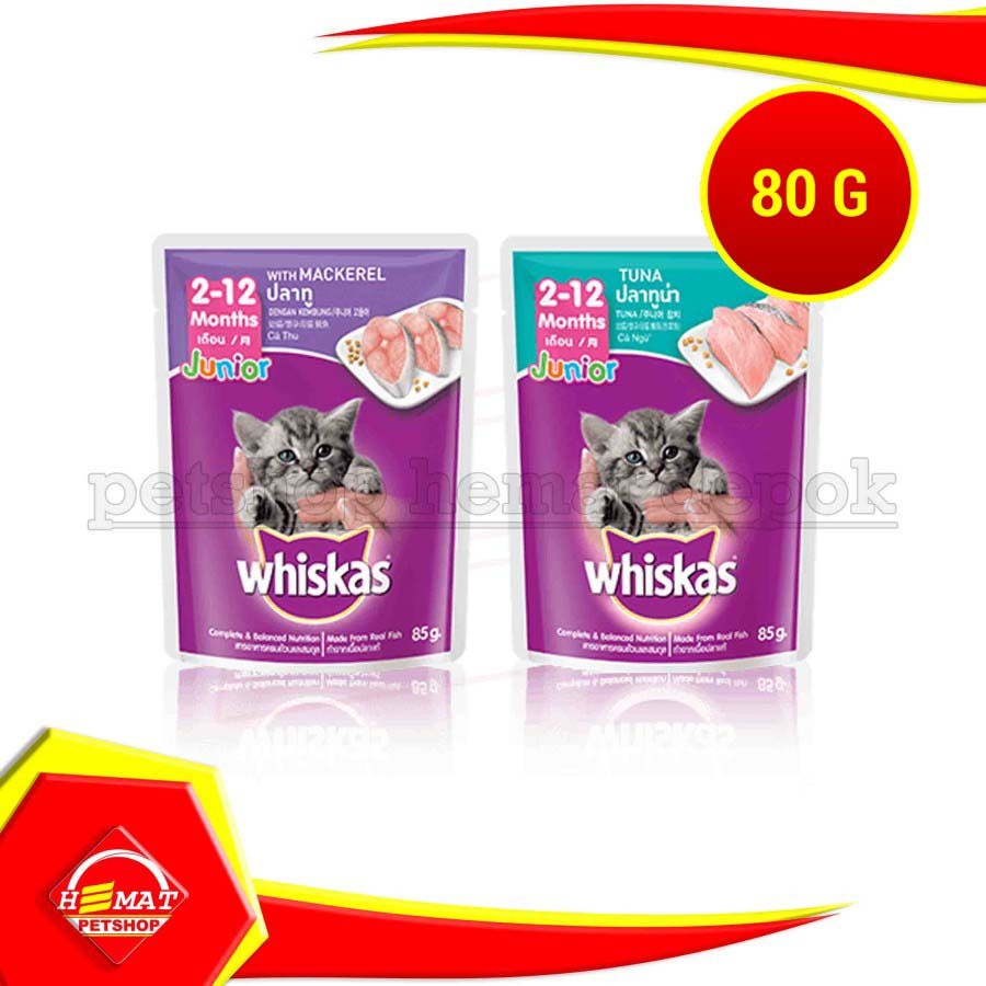 Jual Makanan basah Kucing whiskas junior pouch 85 gr cat wet food