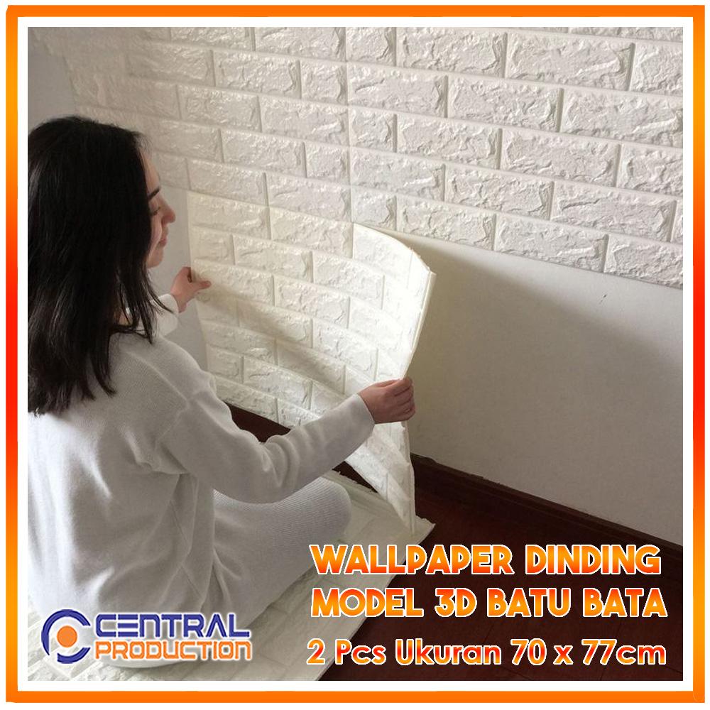 Jual STICKER WALLPAPER DINDING 3D Motif Batu Bata 2 pcs Ukuran 70 x 77
