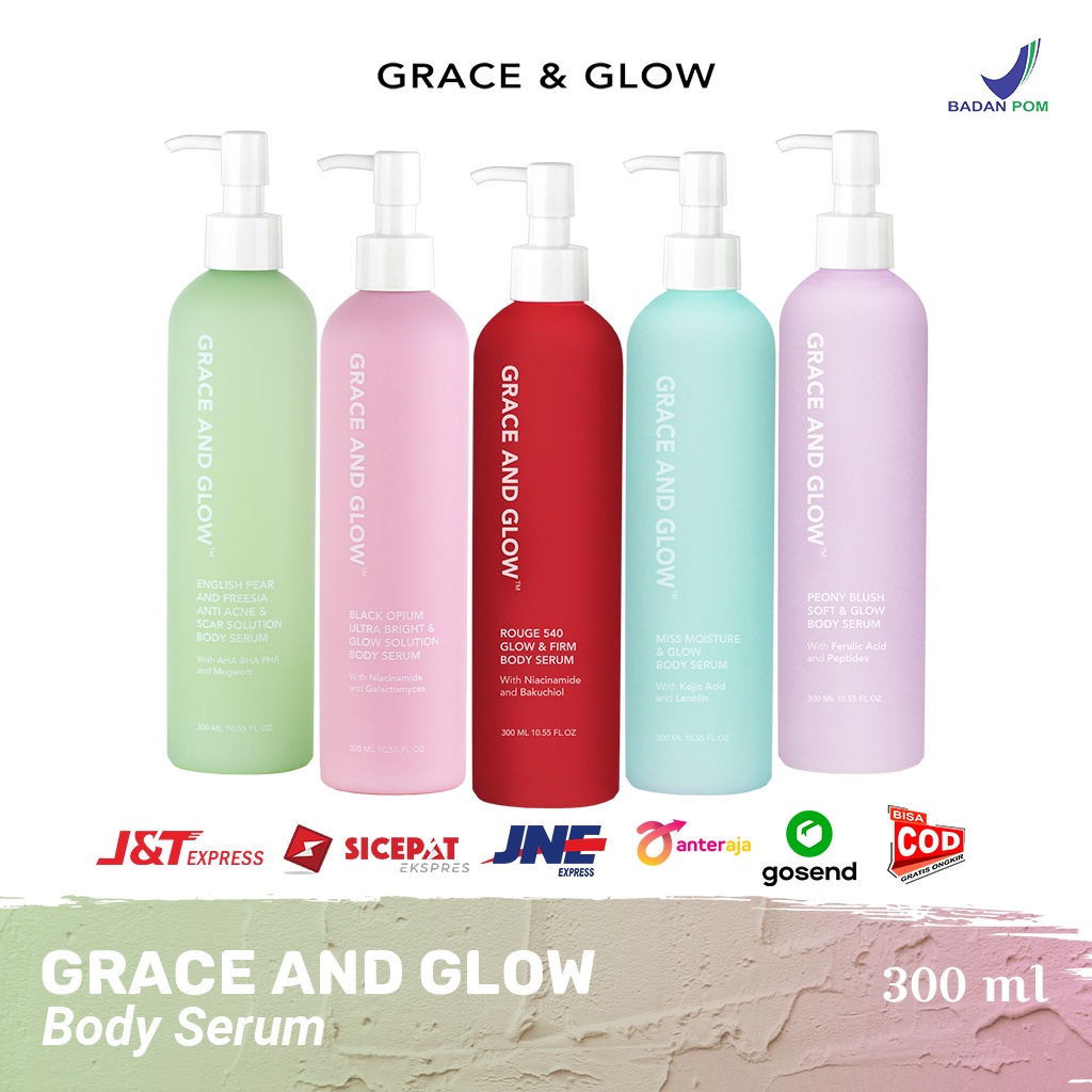 Jual GRACE AND GLOW Body Serum 300 ml English Pear Black Opium Rouge 540 Miss Moisture