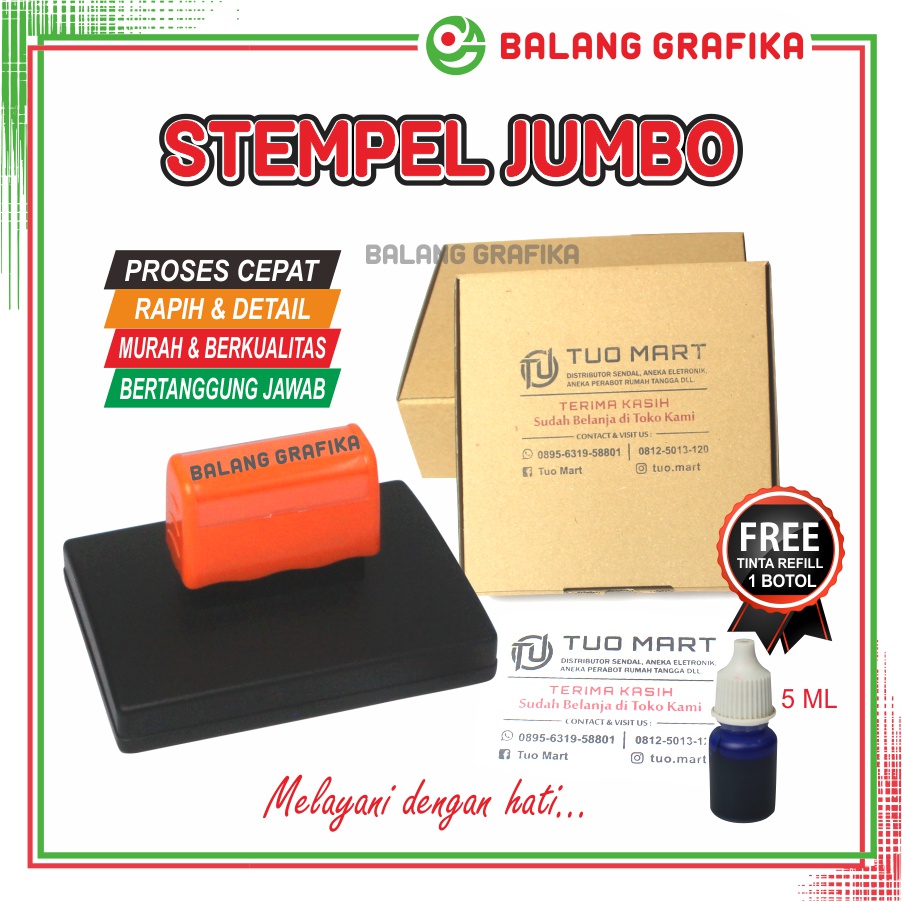 Jual Stempel Jumbo ukuran Besar Cap Kemasan Kardus paper Bag stampel