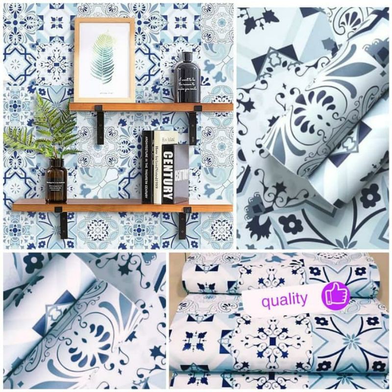 Jual Wallpaper Dinding Kotak Sticker Dinding Kotak Tegal Teles Biru