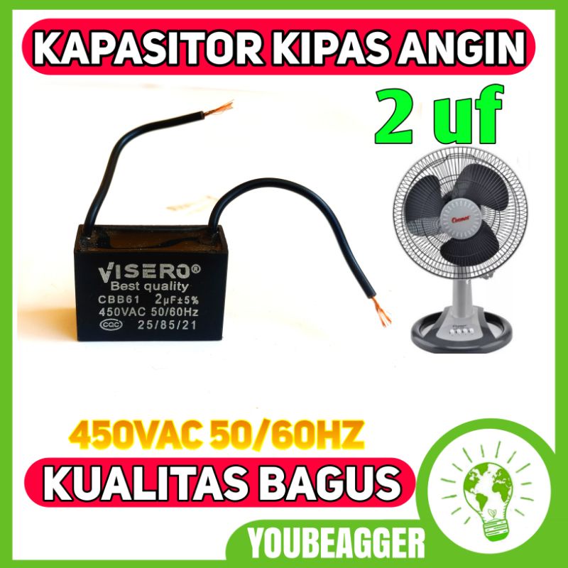 Jual Kapasitor kipas angin 2uf cocok untuk Miyako cosmos national dan