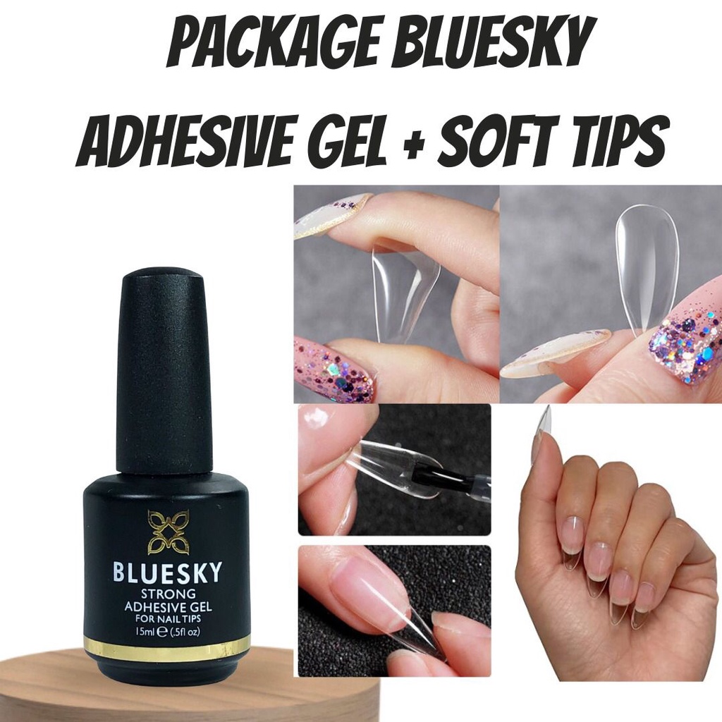 Jual BLUESKY HALAL PAKET PRESS ON NAIL TIPS / EXTENSION STRONG ADHESIVE