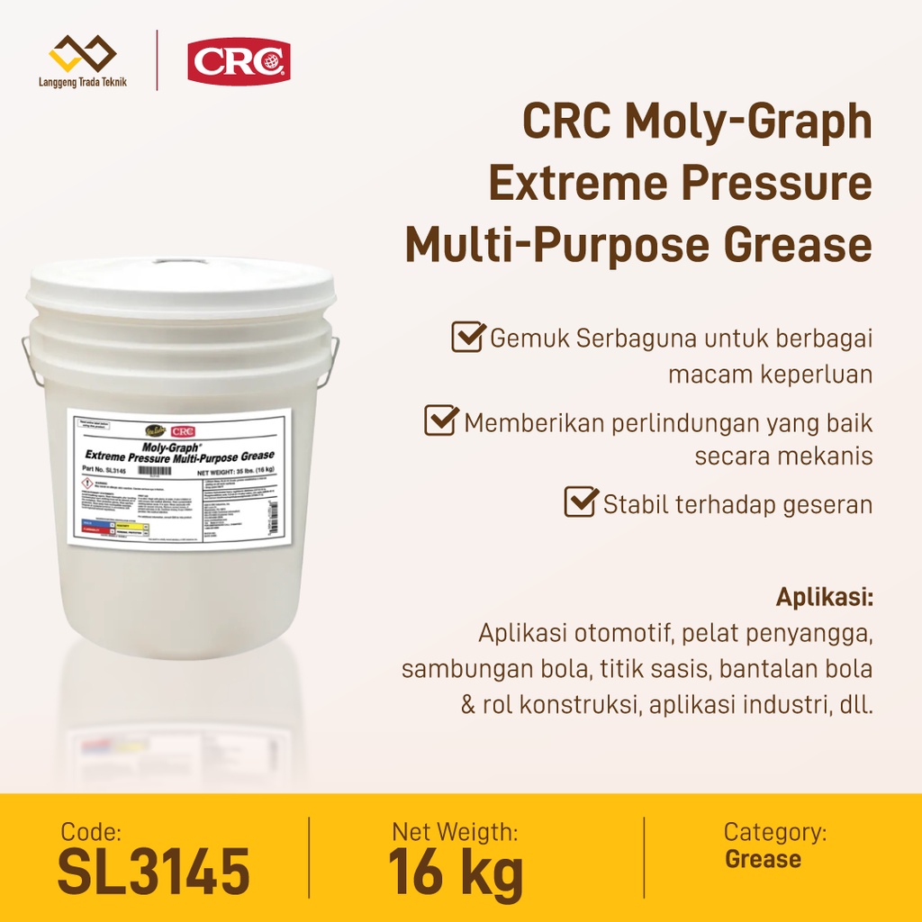 Jual CRC MOLYGRAPH EXTREME PRESSURE MULTIPURPOSE GREASE, 16 KG