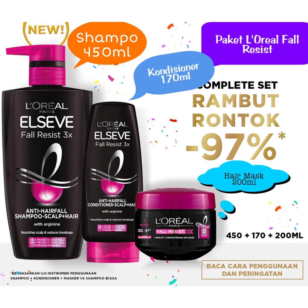 Jual Paket L'Oreal Elseve Fall Resist 3x Complete Set (Shampoo