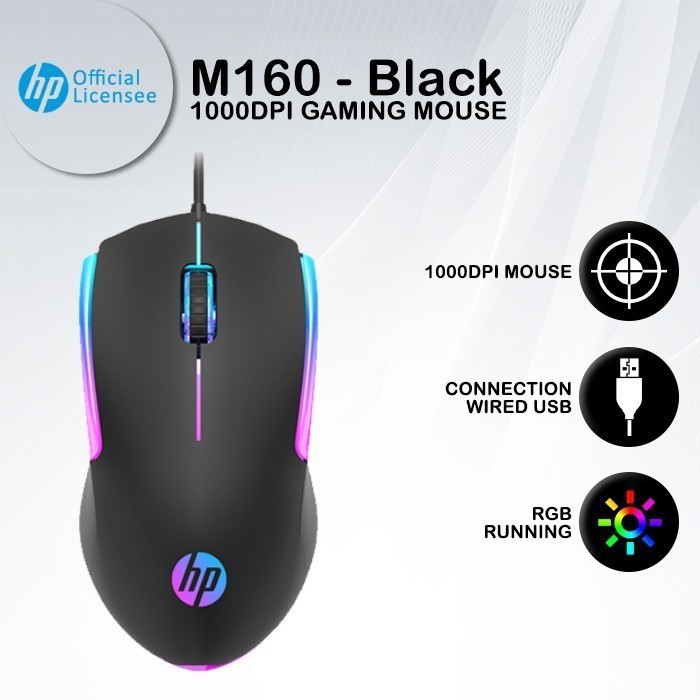 Jual HP M160 Mouse Gaming 1000DPI RGB USB Wired HP M160 / Mouse