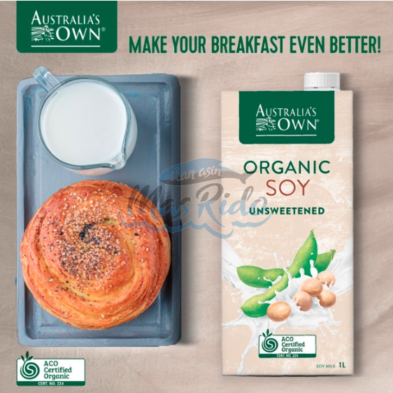 Jual Australia's Own Soy Milk Unsweetened 1 Liter Organic Gluten Free Susu Kedelai Organik All