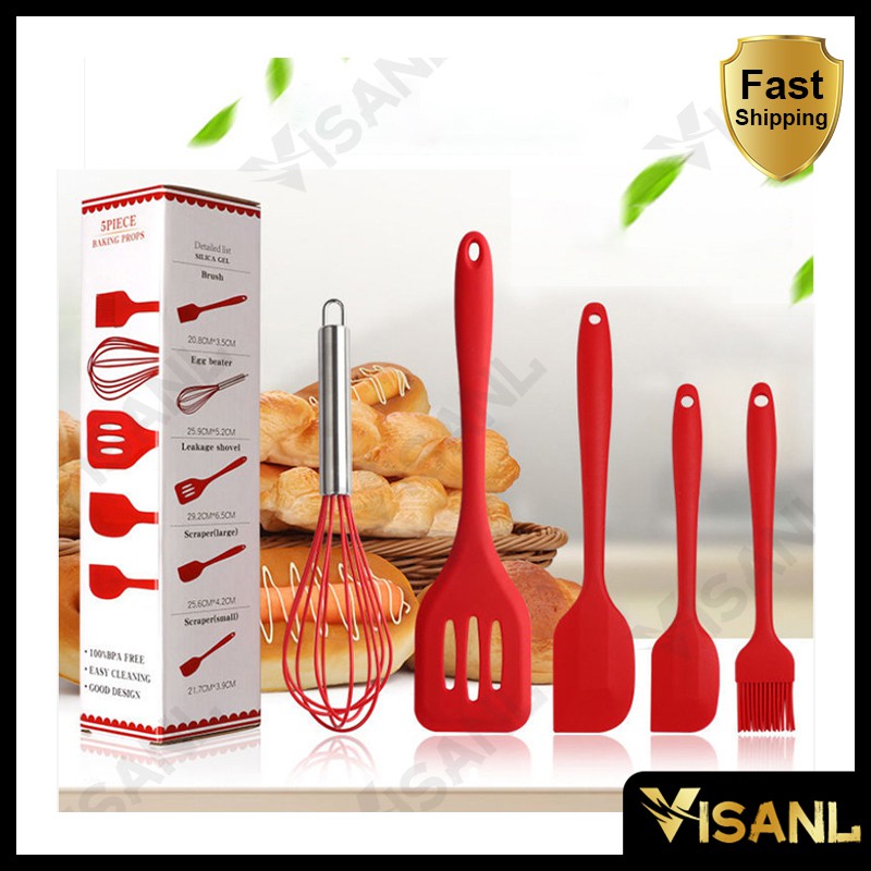 Jual Spatula Silicon Set 5 in 1 Kitchen Tool Teflon Spatula Silikon