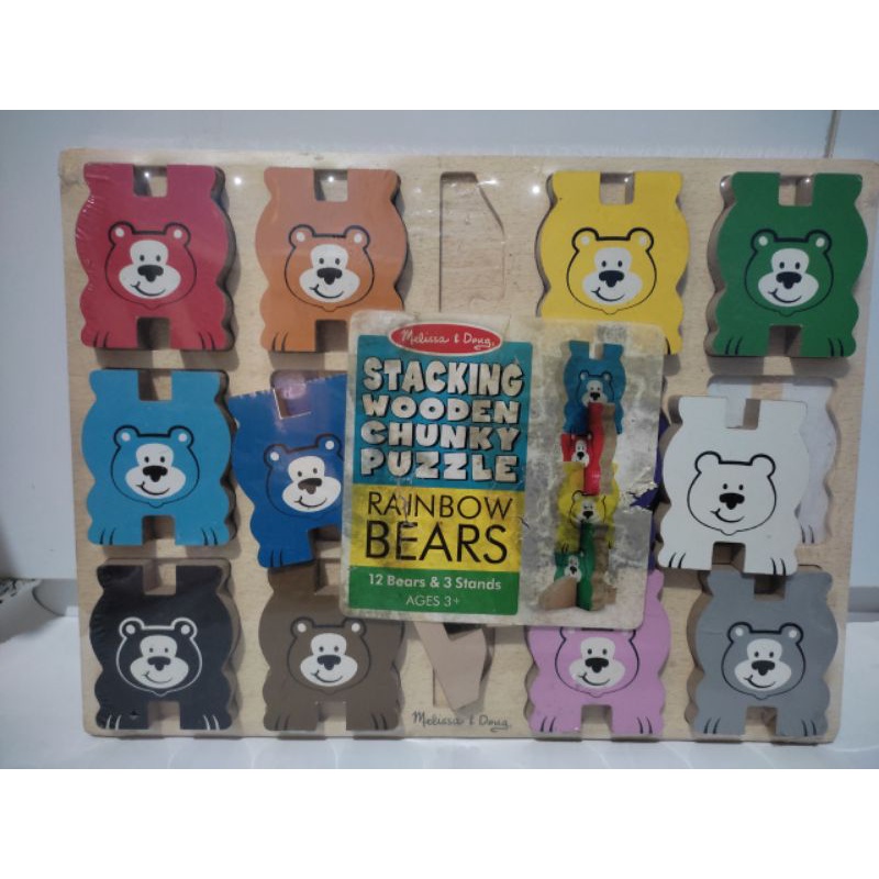 Jual Melissa & Doug Stacking Wooden Chunky Puzzle Shopee Indonesia