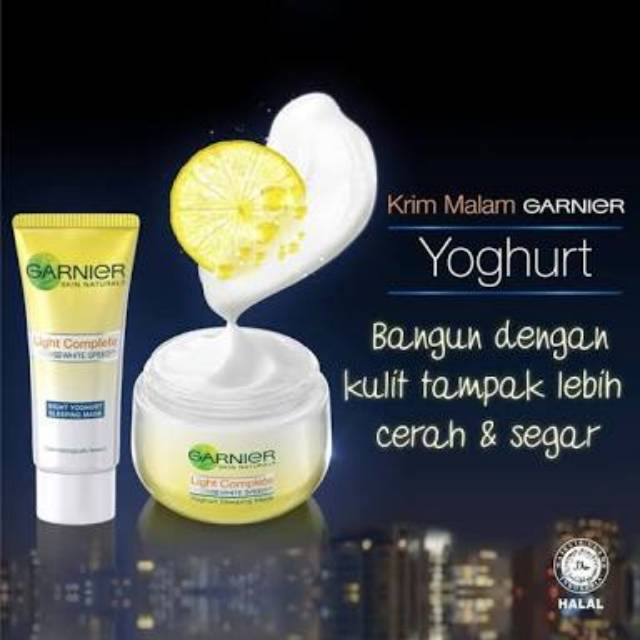 Jual Garnier Light Complete Night Cream Yoghurt Sleeping Mask Shopee