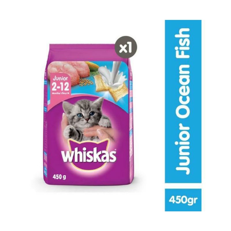 Jual Whiskas Junior Makanan Kucing Kering Ocean Fish 450g Shopee