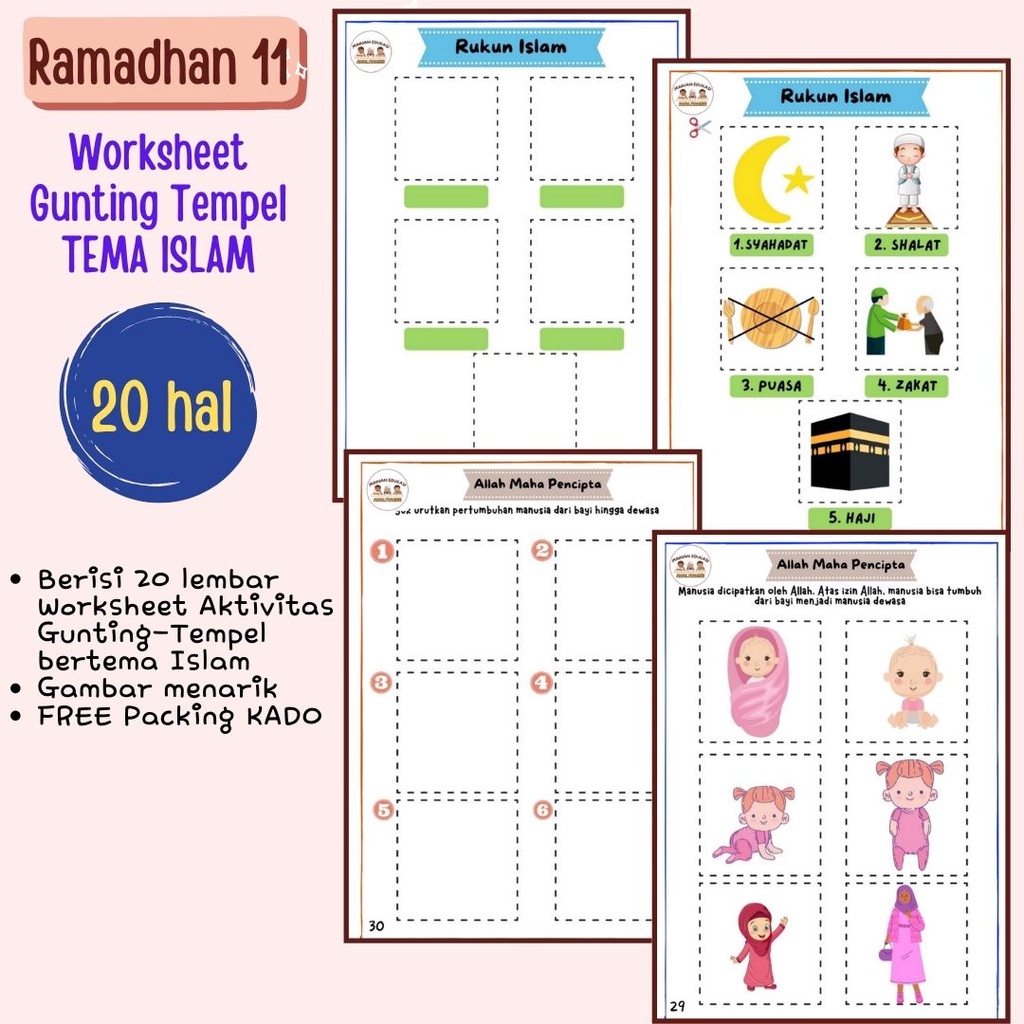 Jual Aktivitas Ramadan Buku Kegiatan Ramadhan Anak TK PAUD SD Bulan