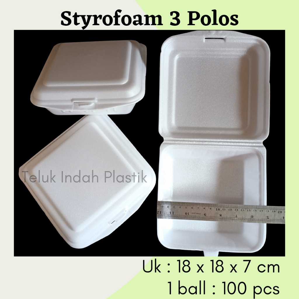 Jual (100pcs) Styrofoam / Box Nasi Polos Tanpa Sekat & Sekat 3 Shopee