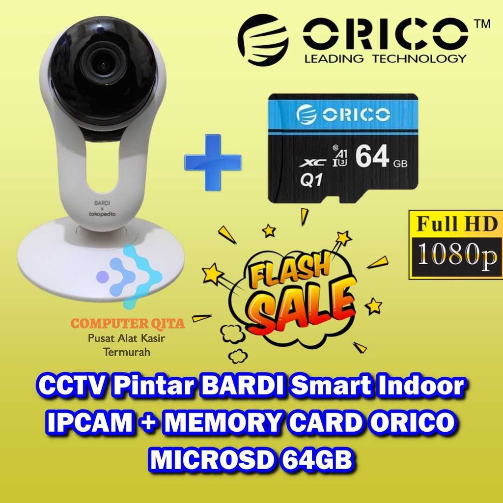 Jual CCTV Pintar BARDI Smart Indoor IPCAM + MEMORY CARD ORICO MICROSD
