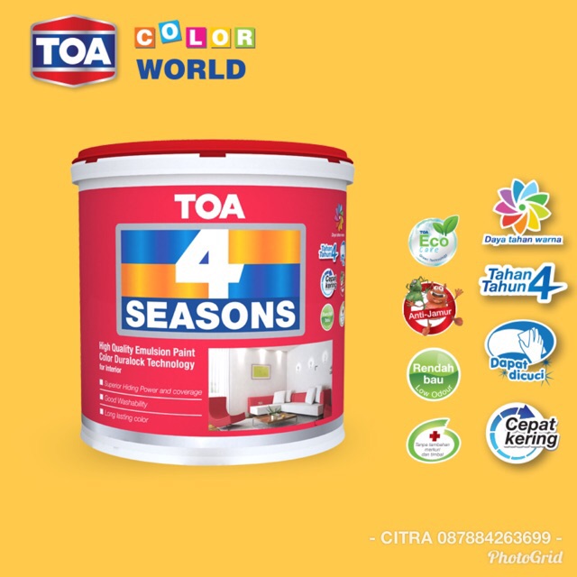 Jual Cat Tembok Merk TOA 4 SEASON INTERIOR PROMO Shopee Indonesia
