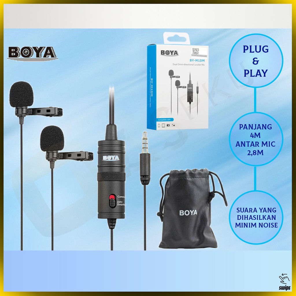 Jual Dual Mic Clip On Boya BYM1DM / BYM1DM / BY M1DM / Microphone / Mikropon / Mikrofon / Mik