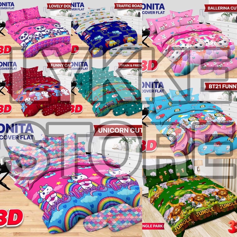 Jual BEDCOVER / BED COVER BONITA FLAT / FITTED / KARET KIDS EDITION