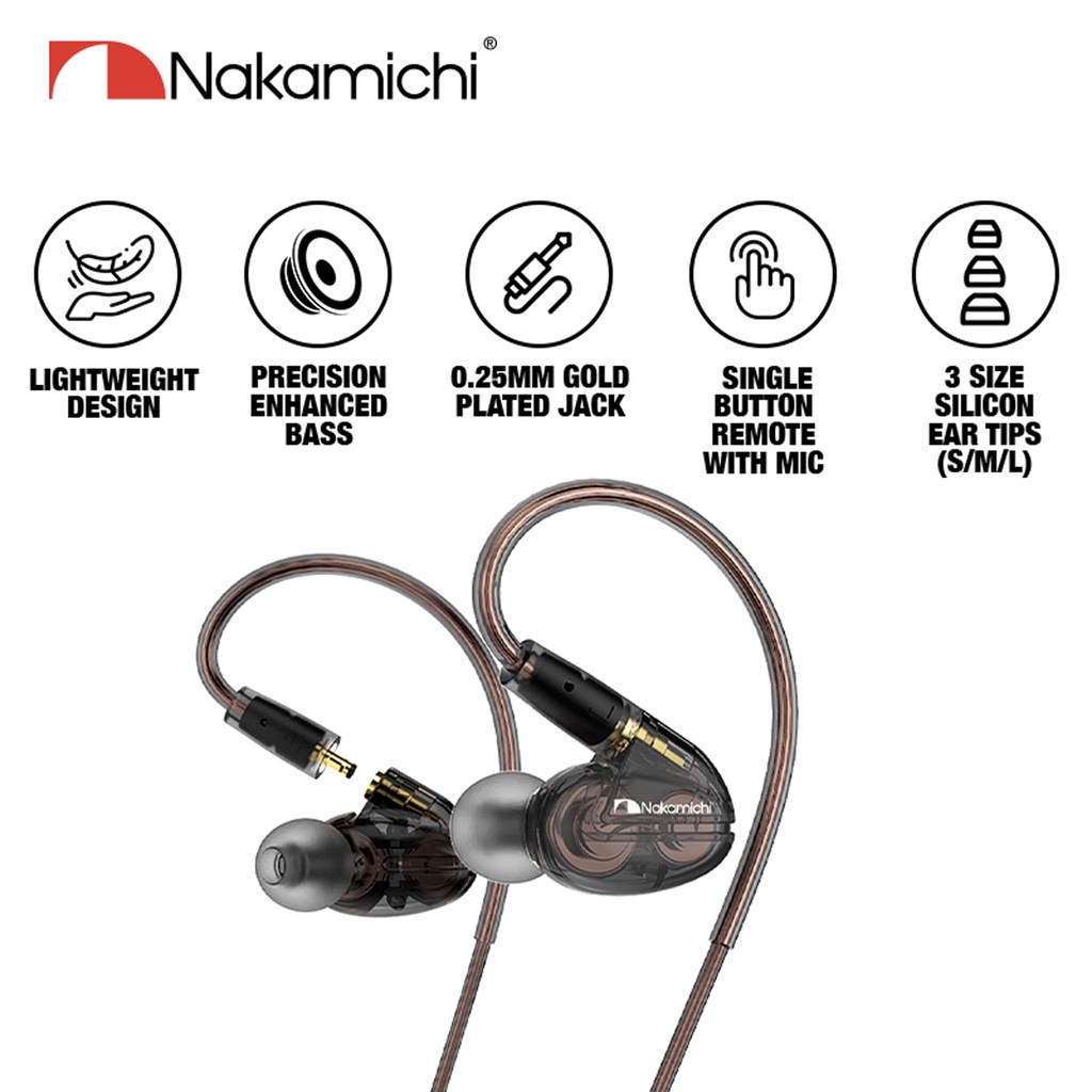 Jual Nakamichi HQ200 Dual Dynamic Driver In Ear Monitor Wired Earphone