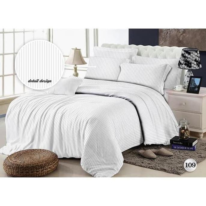 Jual BED COVER SET Polos Warna Putih / Sprei Hotel King Size Tinggi