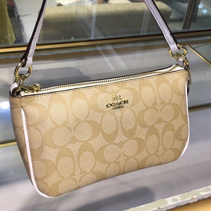 Jual COACH TOP HANDLE POUCH LIGHT KHAKI CHALK (58321) Shopee Indonesia