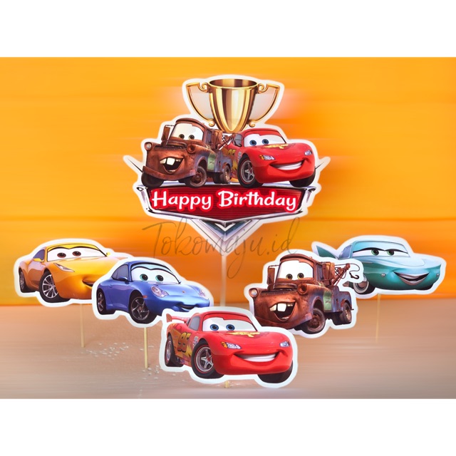 Jual Topper Kue Happy Birthday Cars / Topper Kue Ulang Tahun Cars