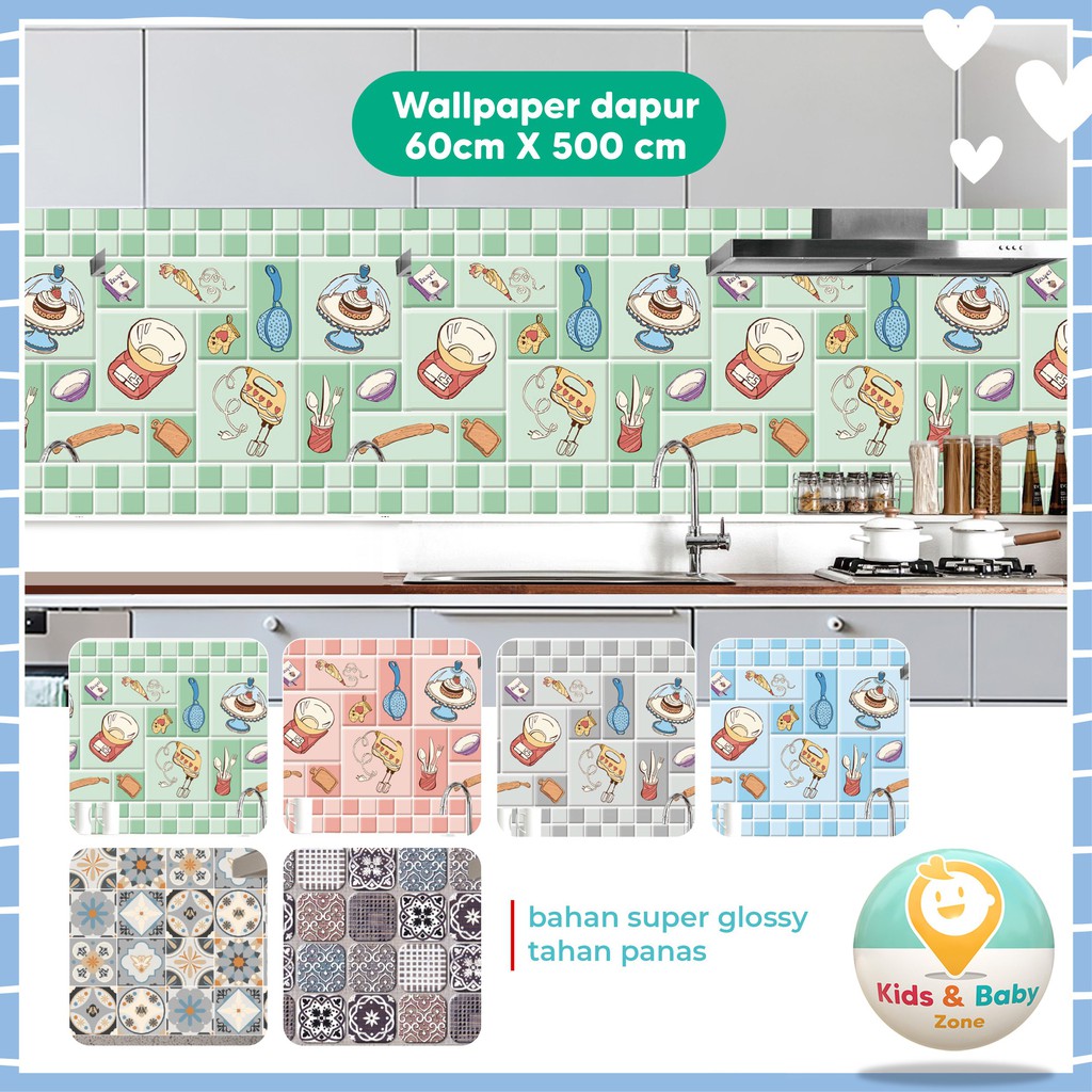 Jual KBZ WALLPAPER STIKER DINDING DAPUR ANTI MINYAK / AIR / TAHAN PANAS