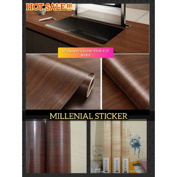 Jual stiker kayu/ wallpaper motif kayu/ stiker kayu 3D/ wall sticker
