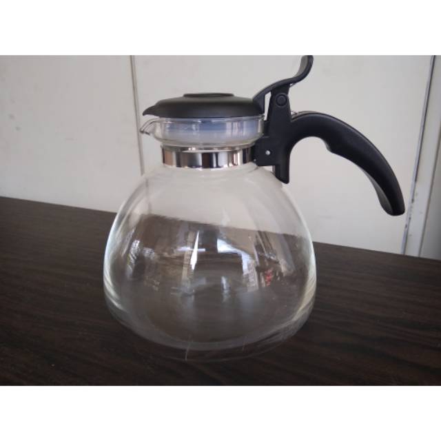 Jual Coffee Pot / Tea Pot Full Glass plus Handle Tahan Panas Shopee