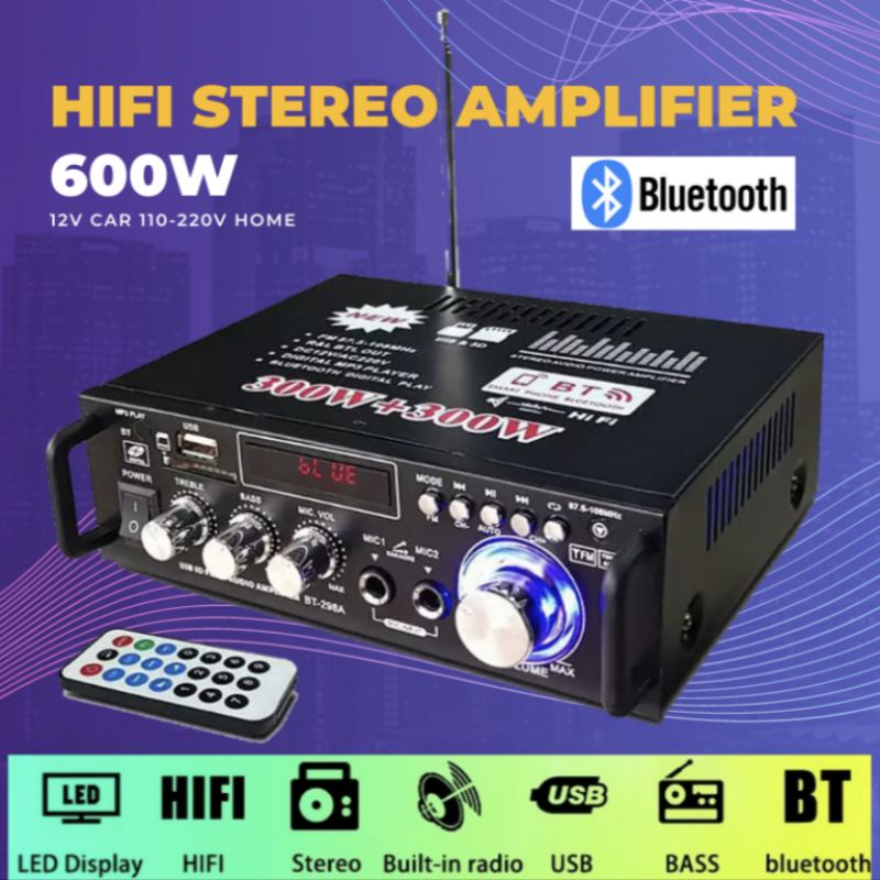 Jual Amplifier Bluetooth Karaoke 600W Power Ampli BT 298A / Ampli karaoke / Ampli bluetooth