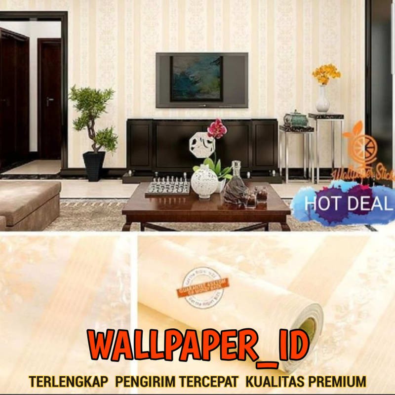 Jual BELI 5 GRATIS 1 Wallpaper Sticker Dinding Krem Polos Bertekstur