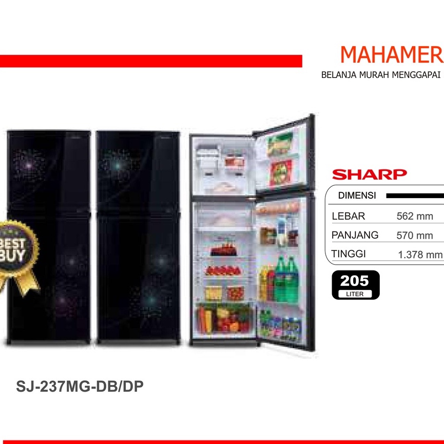 Jual Kulkas 2 Pintu SHARP SJ237MGDP/DB Shopee Indonesia