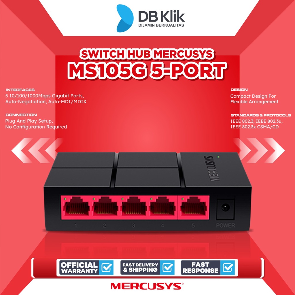 Jual Switch Hub MERCUSYS MS105G 5Port Gigabit 10/100/1000Mbps Shopee