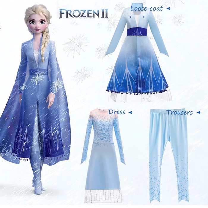 Jual Baju Elsa Frozen 2 Princess Anak / Kostum Elsa Frozen 2 Baru 3pcs