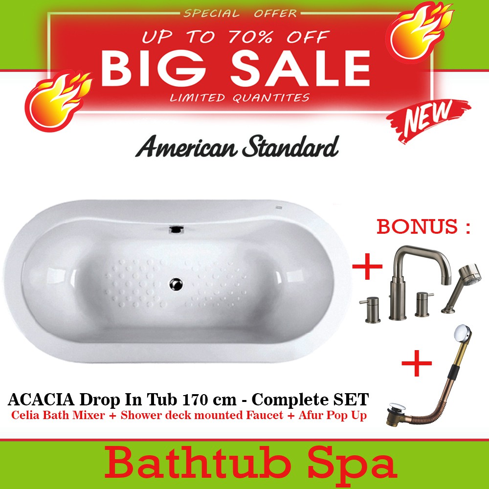 Jual American Standard Bathtub spa Acacia Drop in Tub complete set 170