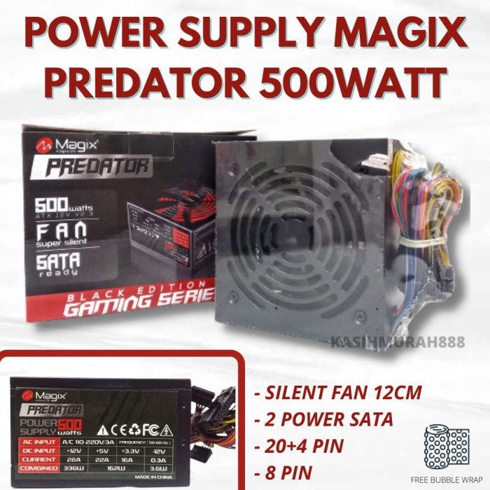 Jual Power Supply Magix Predator 500W Fan 12cmPsu Fan BesarPSu