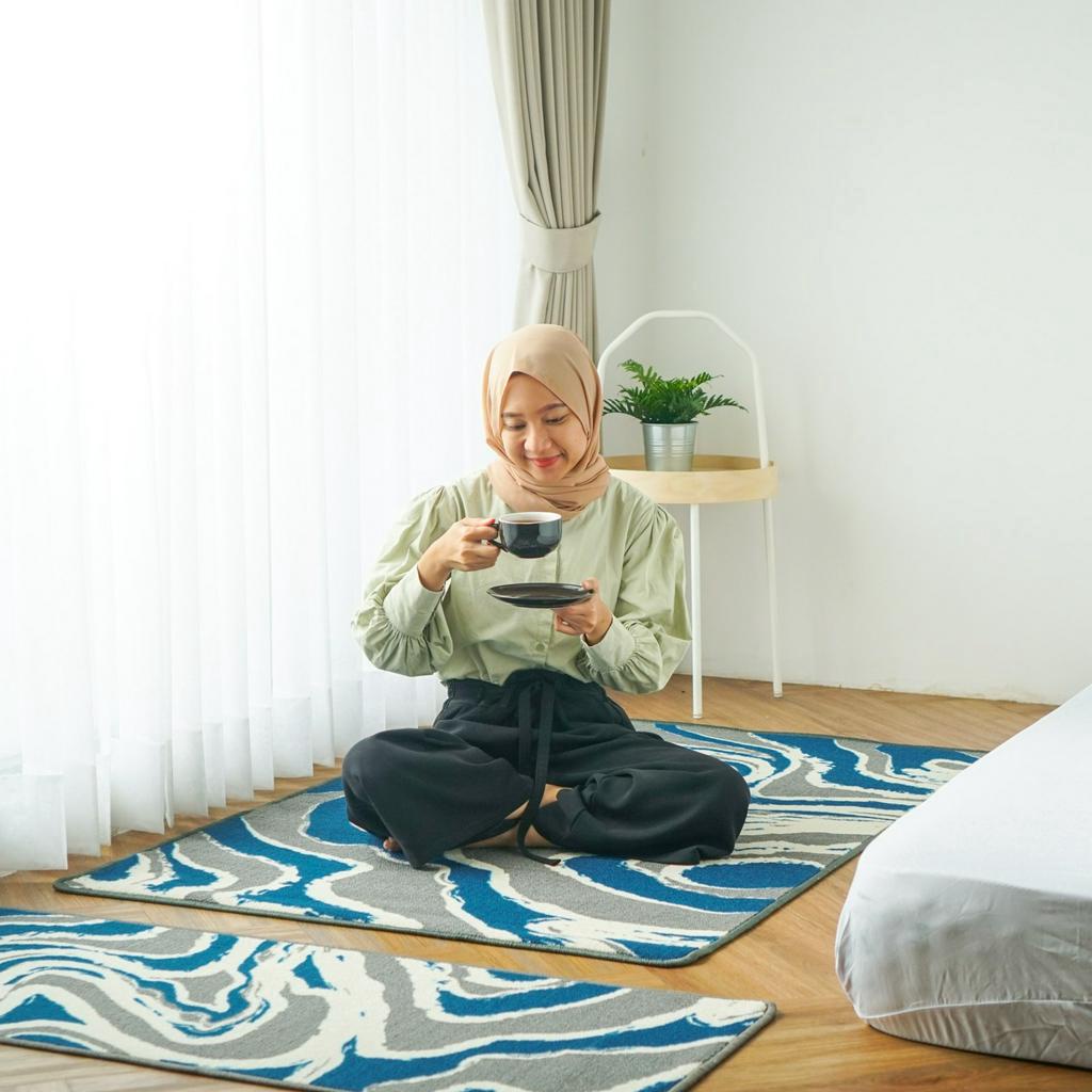 Jual Carpetland by Nobel Marbling Blue 50 x 120 cm N 100 X 150 cm