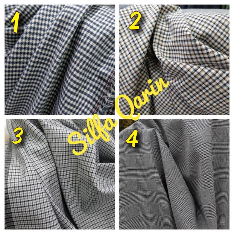 Jual Kain Semi Wool Motif Kotak _ Semi Wool Blazer Motif Kotak (Harga