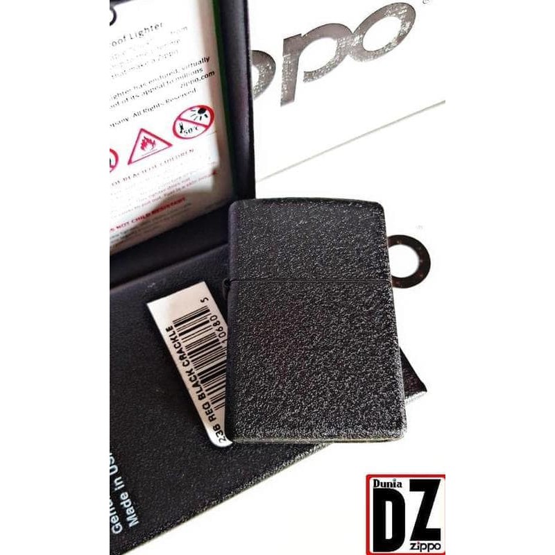 Jual ZIPPO BLACK CRACKLE ORIGINAL FREE GRAFIR NAMA DAN LOGO Shopee