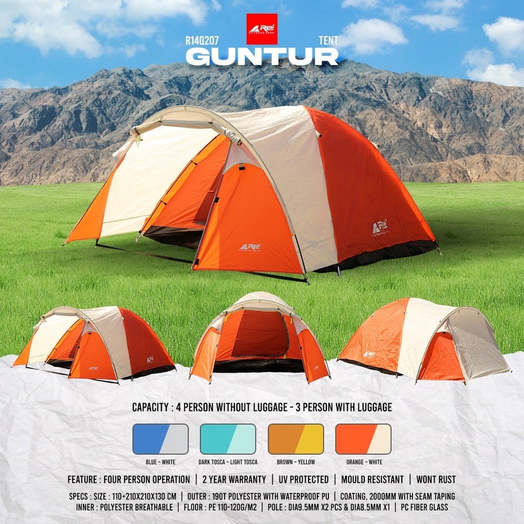 Jual Rei Tenda Camping Guntur M29/T001V12 Kapasitas 4 orang Shopee