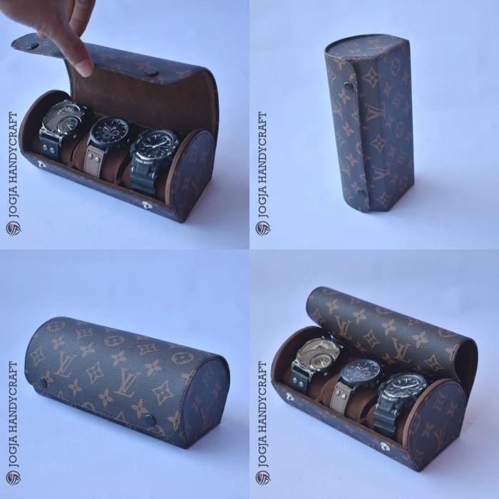 Jual Travel Watch Case Tube / Tempat Jam Tangan Sport Isi 3 Lv Monogram