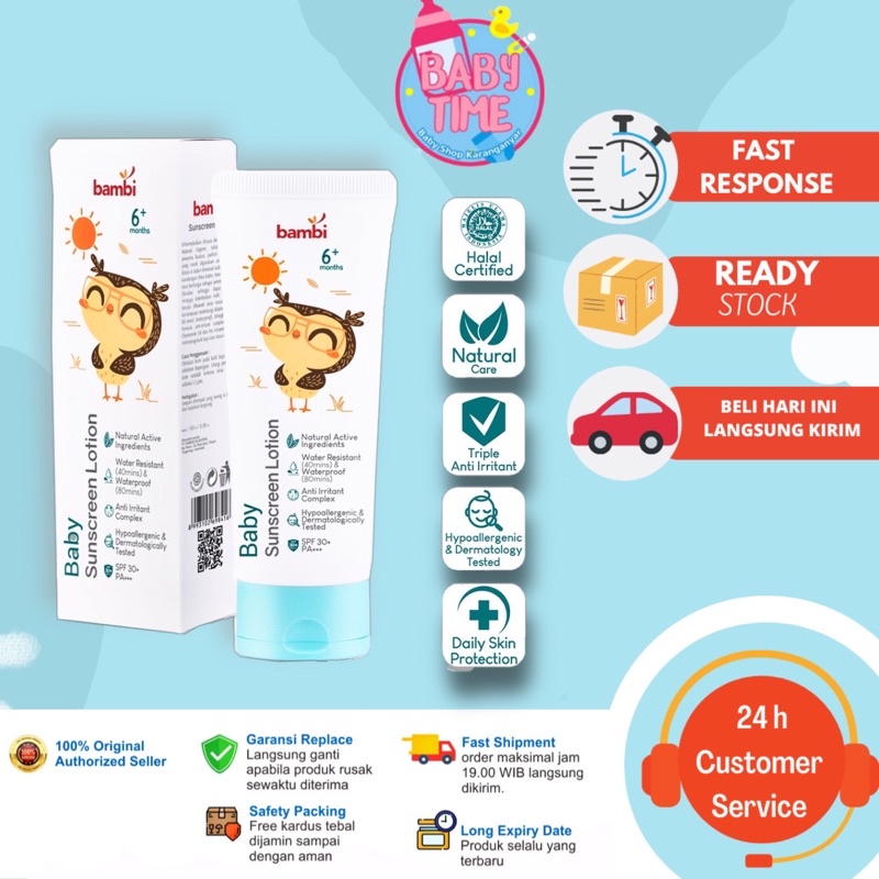 Jual Bambi Baby Sunscreen Lotion Sunblock bayi 100ml Shopee Indonesia