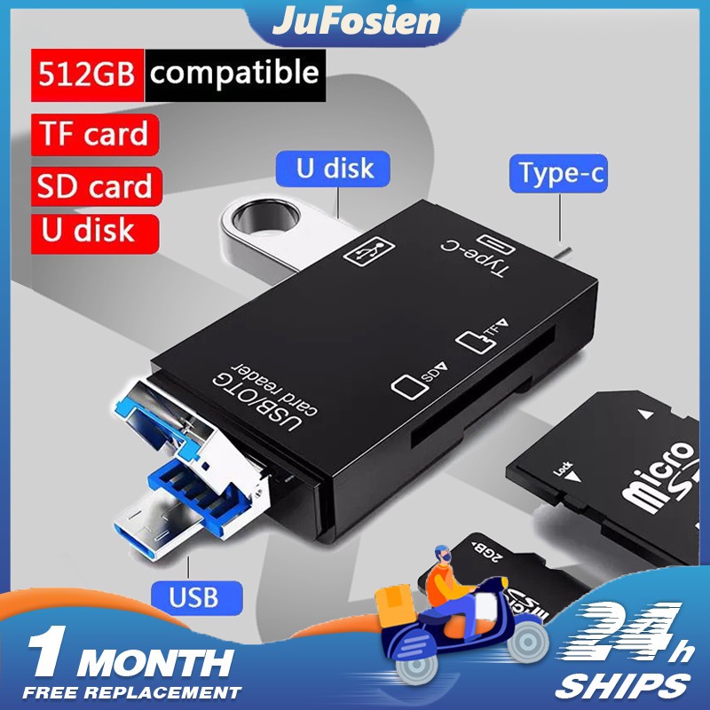 Jual OTG Card Reader 6 In 1 Type C Micro USB With Pendrive Shopee