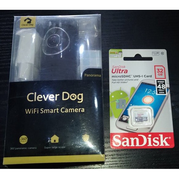 Jual SUNDUL GAN Kamera CCTV Clever Dog PANORAMA microSD 32GB Sandisk