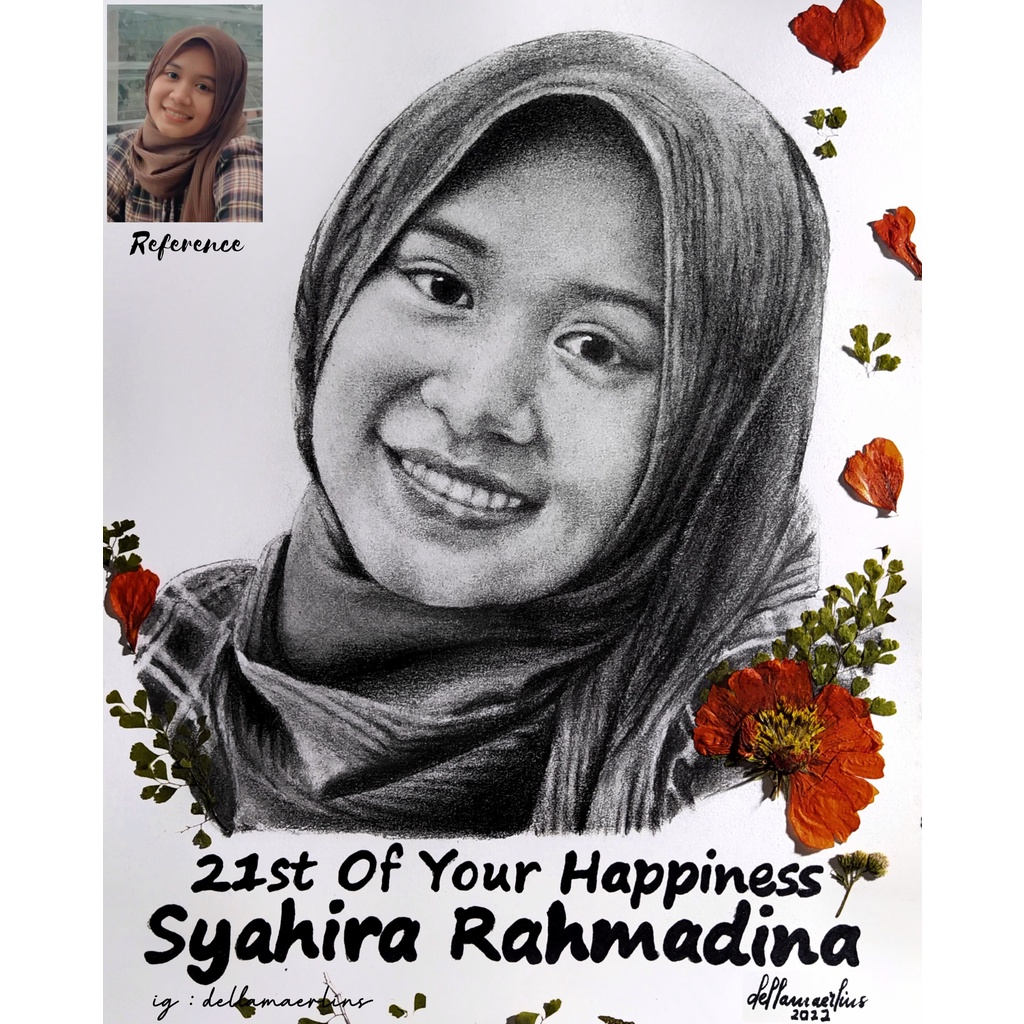 Jual Sketsa Wajah Hitam Putih Ukuran A4/Realistic Drawing Sketch 100