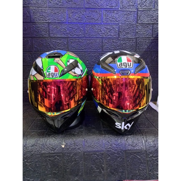 Jual VISOR HELM AGV K1 AGV K3 IRIDIUM RED GOLD AFTERMARKET KWALITAS