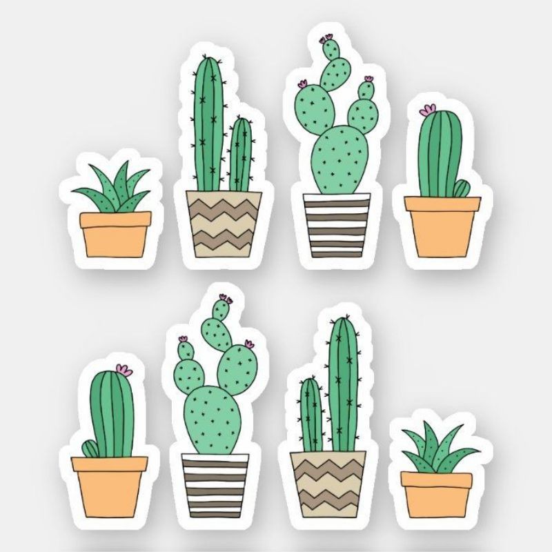 Jual Sticker Decorative Cactus Stiker Kaktus Lucu Sticker Desain Shopee Indonesia